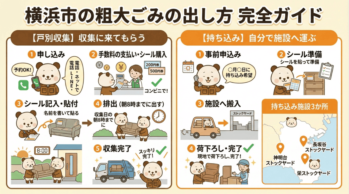 横浜市の粗大ごみの出し方をオリジナル図解付きで解説